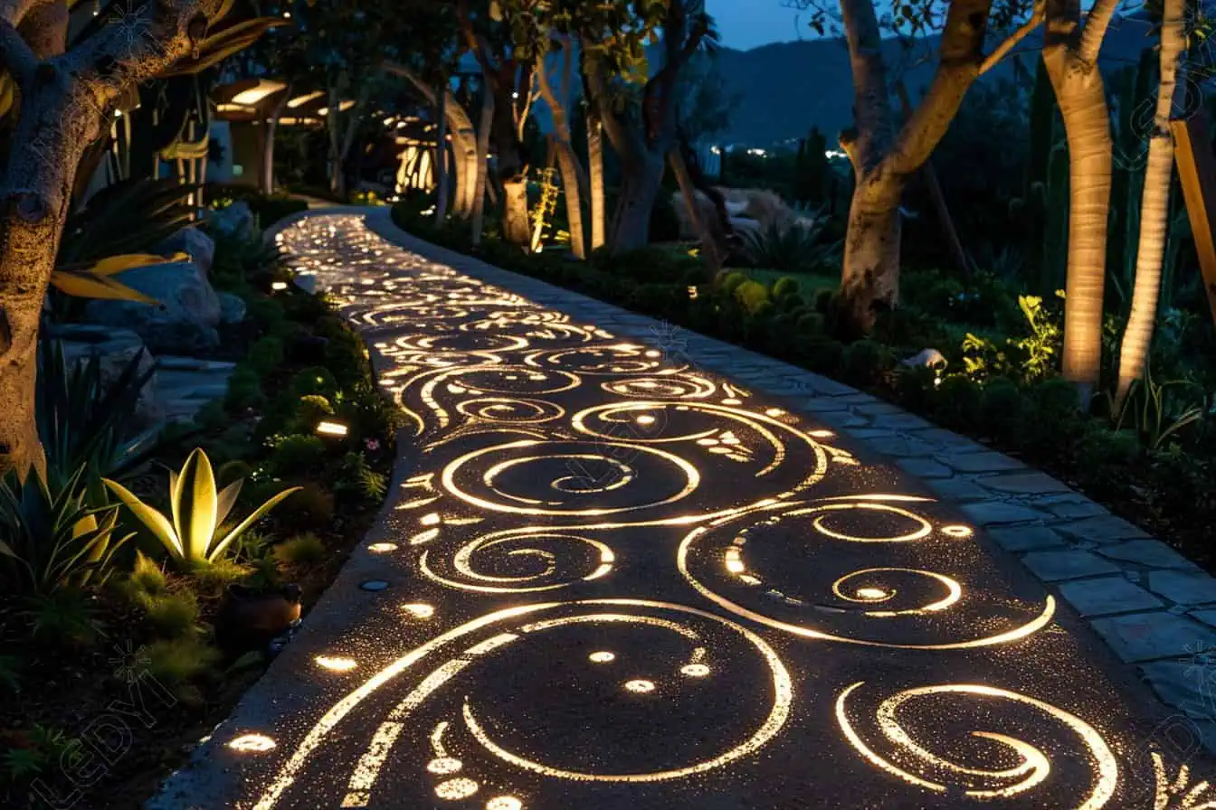 Magical Pattern Lighting On The Pathway